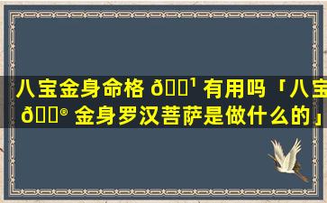 八宝金身命格 🌹 有用吗「八宝 💮 金身罗汉菩萨是做什么的」